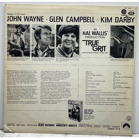 True Grit Original Motion Picture Soundtrack Vinyl LP 1969 Capitol Records ST263 - Picture 5 of 6